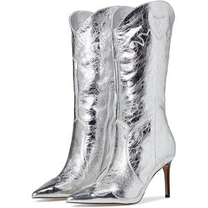 NWT Dolce Vita Women's Kasedy Tall Stiletto Dress Boots cowboy silver 8